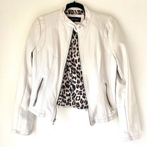 TRENDY White leather jacket